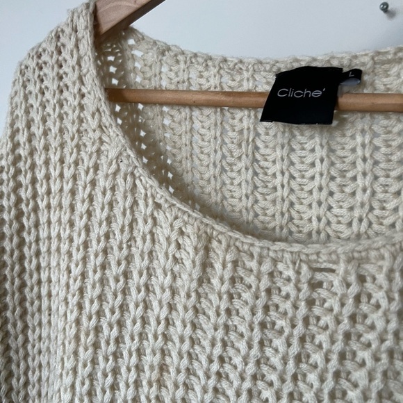 Cliche Chucky Beige Soft  Knit Creme Beige Sweater Large - Picture 8 of 14